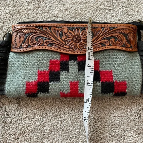 Clutch Purse. American Darling. Western fringe Aztec print wrist clutch - Picture 5 of 6